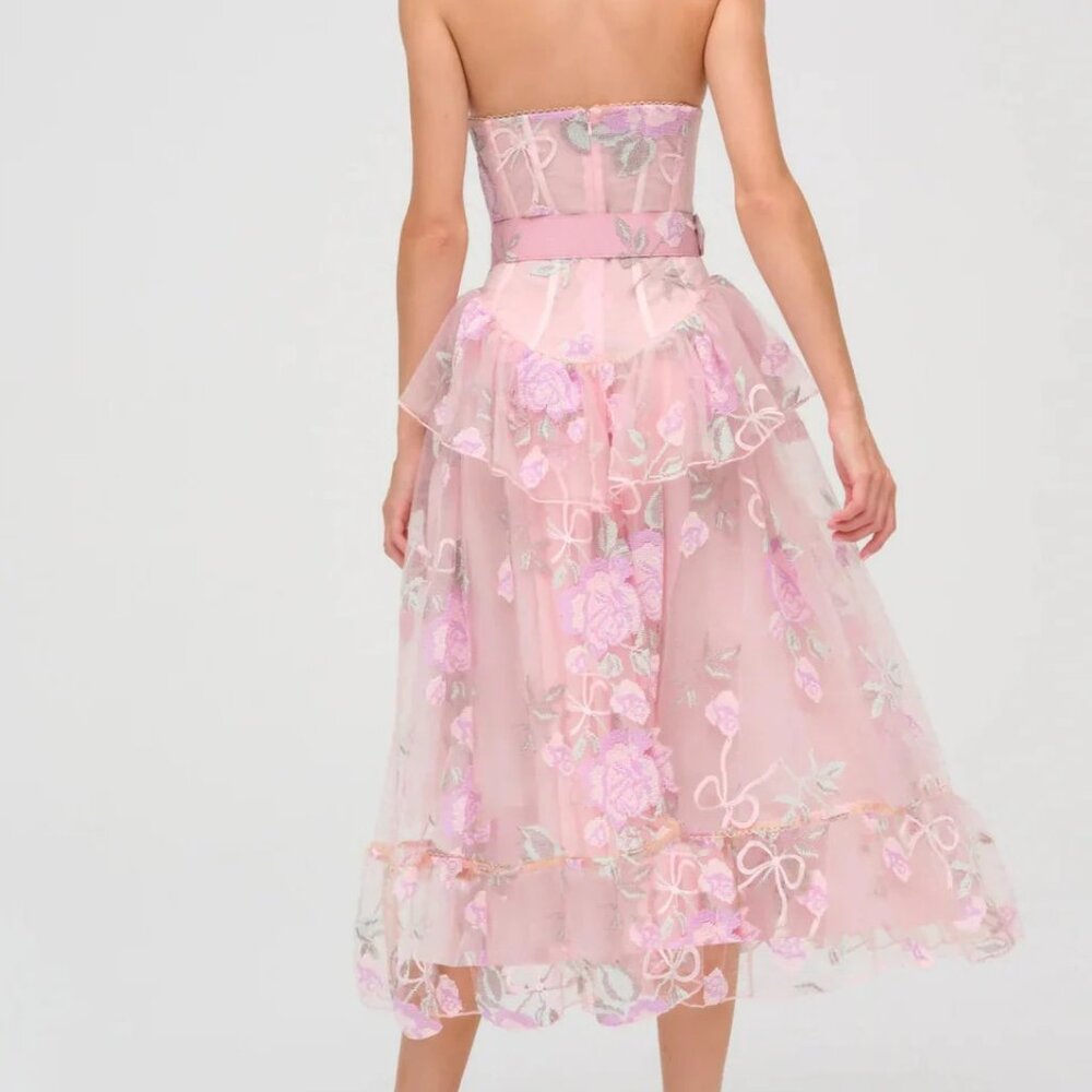 FOR LOVE & LEMONS Emmeline Embroidery Ruffle Midi Dress Size XS NWT - Picture 5 of 17